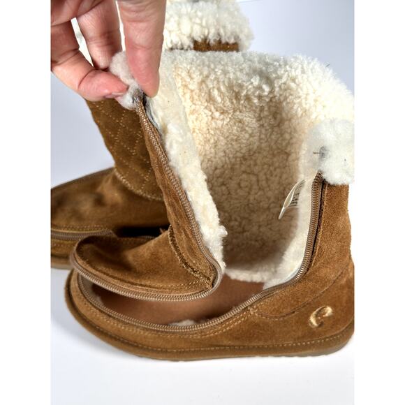 BILLY Cozy Quilt Lux Kids Boots US 12M Chestnut Suede Shearling Lined - Picture 7 of 9